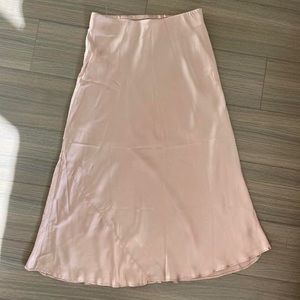 aritzia pink midi slip skirt